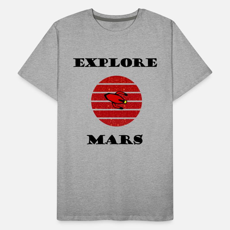 Fusée rétro dans le cercle rayé rouge T-shirt bio Premium Homme