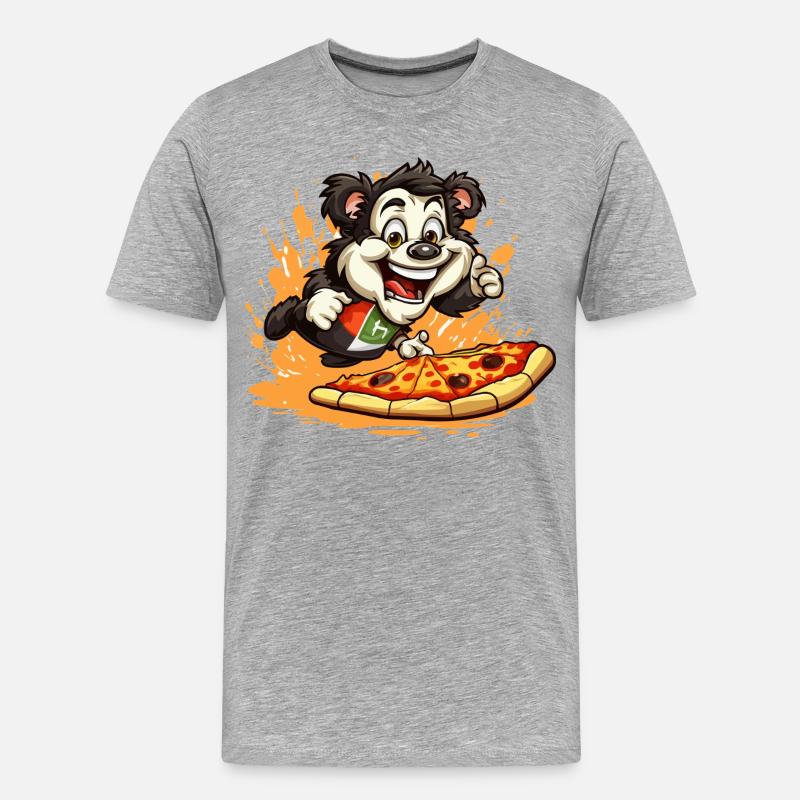 Pizza Panda Sprint - Männer Premium Bio T-Shirt - Grau meliert