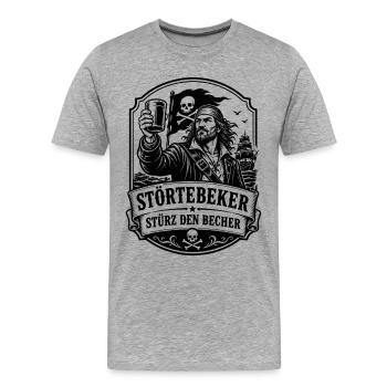 Stoertebeker Stürz den Becher Pirat Legende - Männer Premium Bio T-Shirt - Grau meliert - Vorne - Damien (186cm)