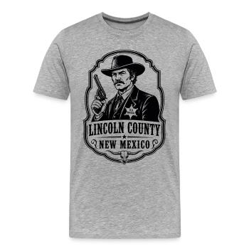 Pat Garrett, comté de Lincoln, Nouveau-Mexique, US Marshal - T-shirt bio Premium Homme - gris chiné - Devant - Damien (186cm)