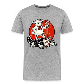 Héros mouton avec un escroc - T-shirt bio Premium Homme - gris chiné - Devant - Damien (186cm)