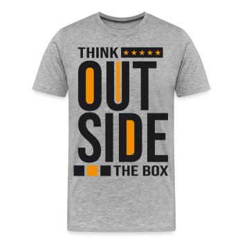 Think Outside the Box –Kreatives Mindset Statement - T-shirt bio Premium Homme - gris chiné - Devant - Damien (186cm)