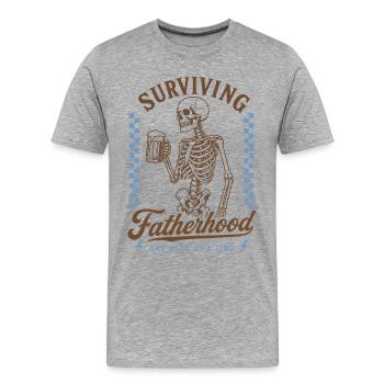 Survivre à la paternité : Baby Dad Shirt - T-shirt bio Premium Homme - gris chiné - Devant - Damien (186cm)