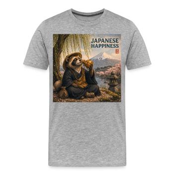 Japanese Tanuki Monk Design - Men's Premium Organic T-Shirt - heather grey - Front - Damien (186cm)