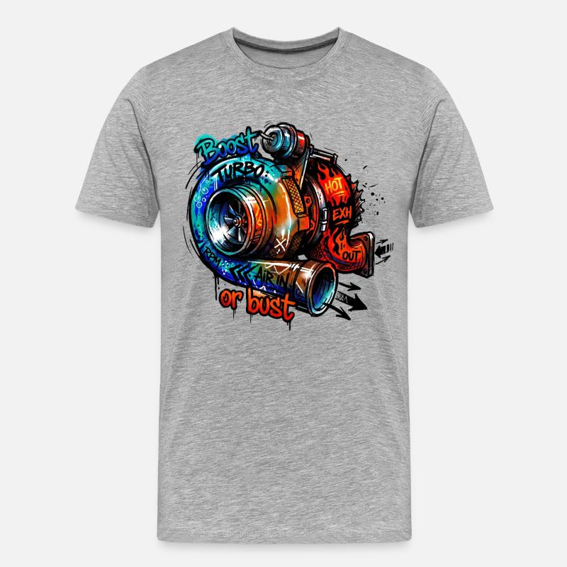 Turbo-Boost oder Bust - Männer Premium Bio T-Shirt - Grau meliert