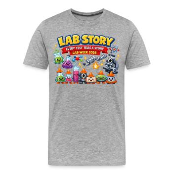 Lab Story Semaine de Laboratoire 2026 - T-shirt bio Premium Homme - gris chiné - Devant - Damien (186cm)