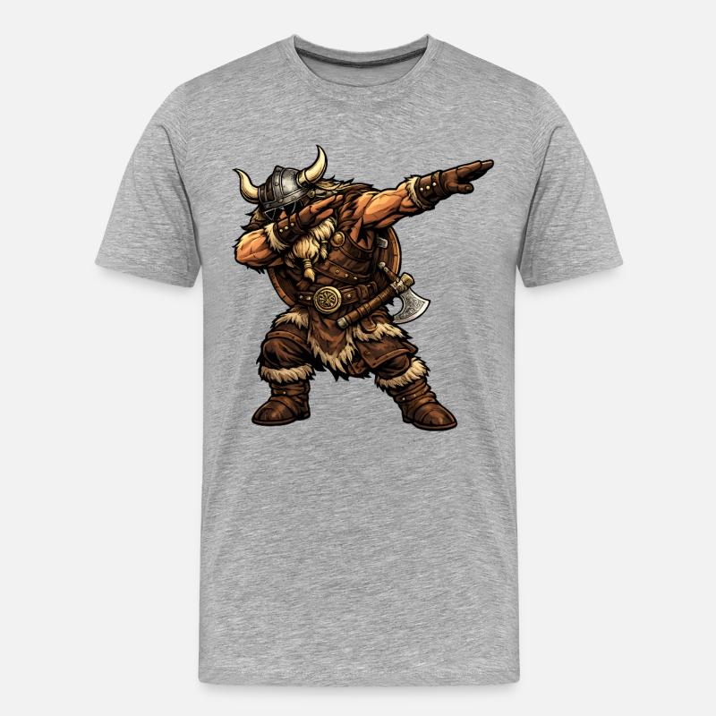 Dabbing Wikinger - Männer Premium Bio T-Shirt - Grau meliert