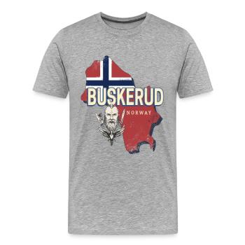 Carte du buskerud dans la province rétro de Norvège - T-shirt bio Premium Homme - gris chiné - Devant - Damien (186cm)