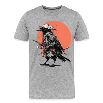 Armure de Samouraï Corbeau - T-shirt bio Premium Homme - gris chiné - Devant - Damien (186cm)