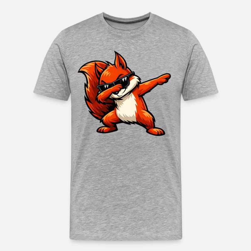 Dabbing Rotes Eichhörnchen - Männer Premium Bio T-Shirt - Grau meliert