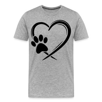 Pfote Herz - Männer Premium Bio T-Shirt - Grau meliert - Vorne - Damien (186cm)