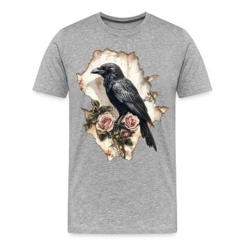 Raven - Men's Premium Organic T-Shirt - heather grey - Front - Damien (186cm)
