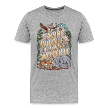 Wildlife Vet Saving Wildlife Is Always Animal Care - Männer Premium Bio T-Shirt - Grau meliert - Vorne - Damien (186cm)
