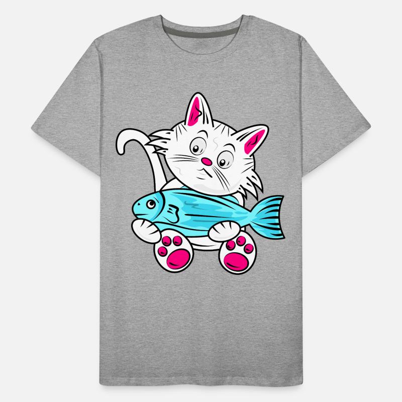 Small Cat and Blue Fish Men's Premium Organic T-Shirt