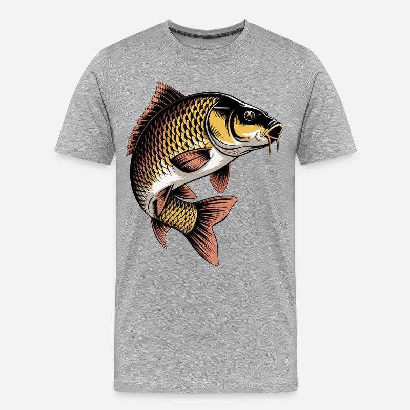 Springender Karpfen - Männer Premium Bio T-Shirt - Grau meliert