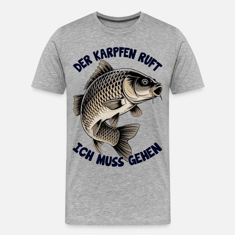 Der Karpfen ruft - Männer Premium Bio T-Shirt - Grau meliert