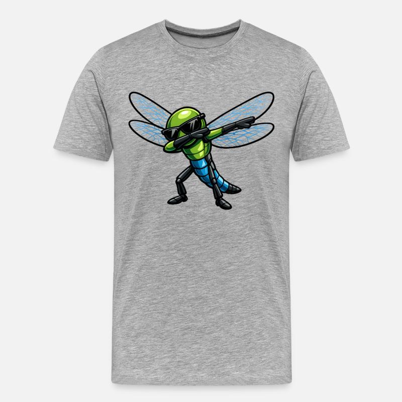 Dabbing Libelle - Männer Premium Bio T-Shirt - Grau meliert