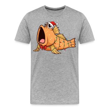 Drôle de Mudskipper - Noël - T-shirt bio Premium Homme - gris chiné - Devant - Damien (186cm)