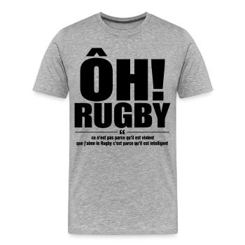 rugby intelligent 2026 - T-shirt bio Premium Homme - gris chiné - Devant - Damien (186cm)
