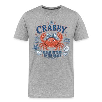 Krabbe - If Crabby – Please Return to the Beach - Männer Premium Bio T-Shirt - Grau meliert - Vorne - Damien (186cm)