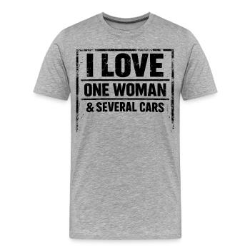 T-Shirt Humour Voiture Passion Mécanique Auto - T-shirt bio Premium Homme - gris chiné - Devant - Damien (186cm)