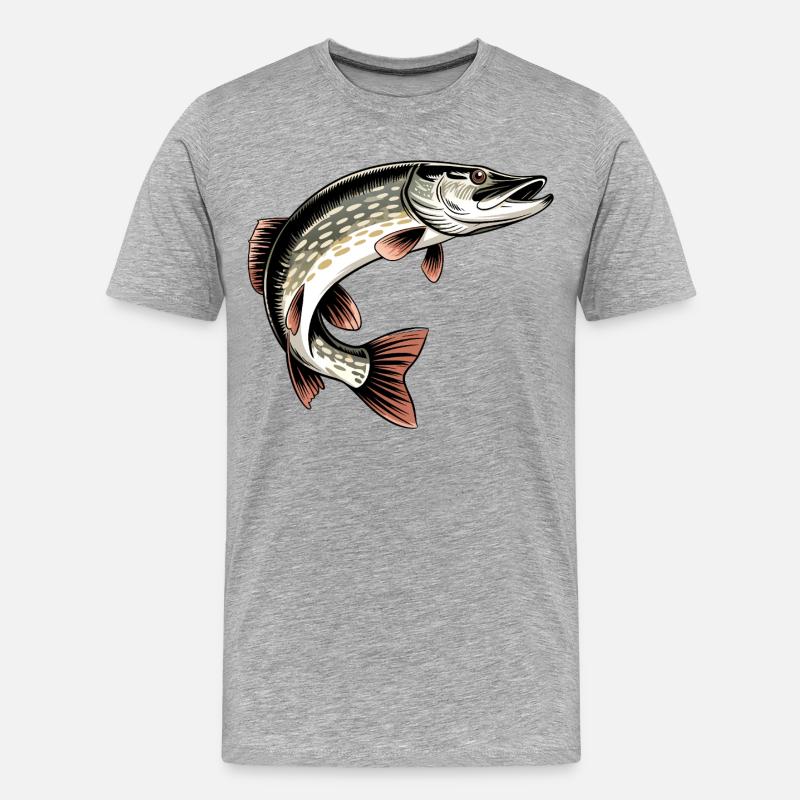 Raubfisch Hecht - Männer Premium Bio T-Shirt - Grau meliert