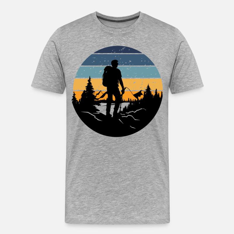 Retro-Schlafenszeitwanderer - Männer Premium Bio T-Shirt - Grau meliert