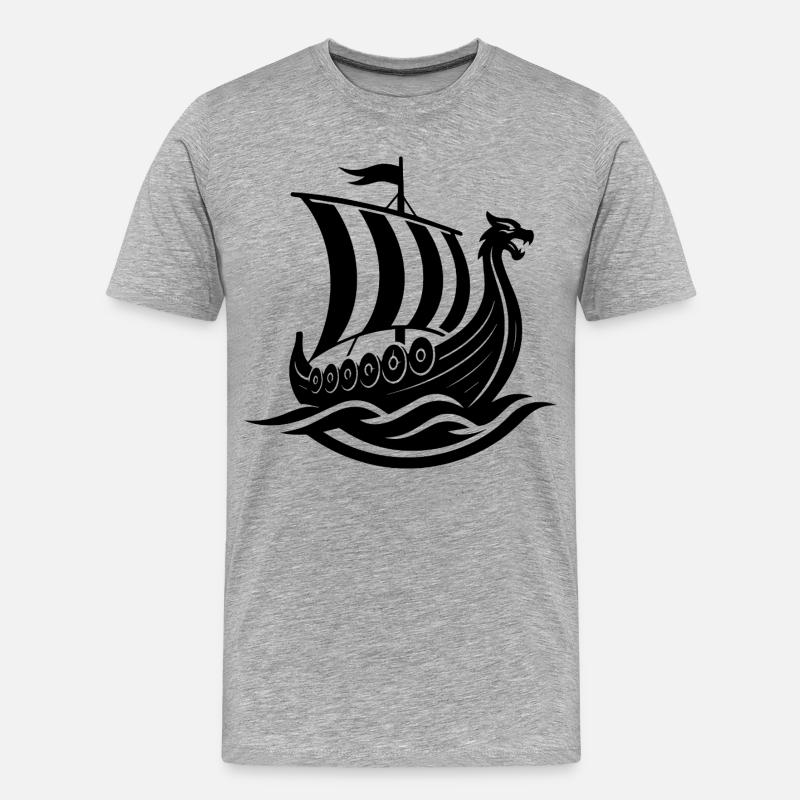 Wikingerboot - Männer Premium Bio T-Shirt - Grau meliert