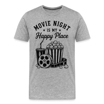 Movie Night is my Happy Place Kino Film Popcorn - Men's Premium Organic T-Shirt - heather grey - Front - Damien (186cm)