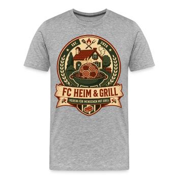 FC Heim & Grill - Männer Premium Bio T-Shirt - Grau meliert - Vorne - Damien (186cm)