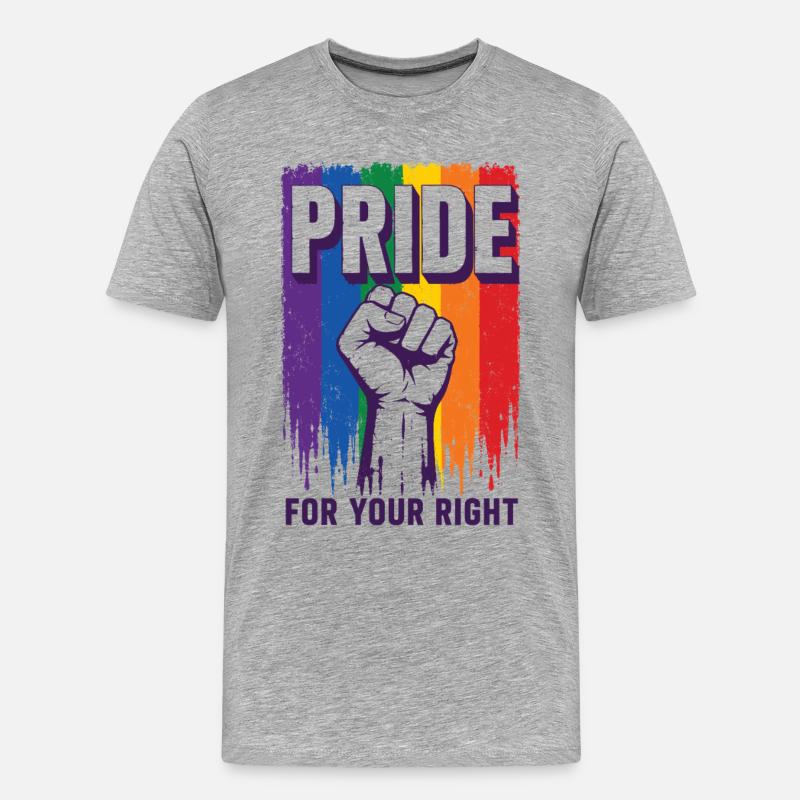 Pride Regenbogen Rechte Statement Shirt - Männer Premium Bio T-Shirt - Grau meliert