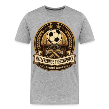 Ballfreunde Tresenpower - Männer Premium Bio T-Shirt - Grau meliert - Vorne - Damien (186cm)