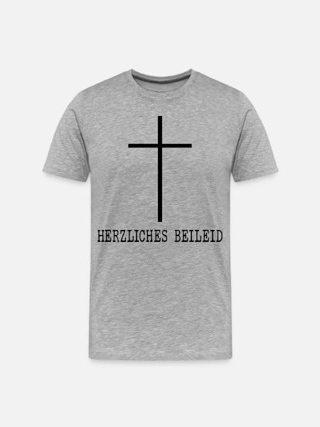 Herzliches Beileid Trauer - Männer Premium Bio T-Shirt - Grau meliert