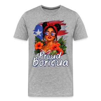 Proud Boricua Puerto Rican Puerto Rico - Men's Premium Organic T-Shirt - heather grey - Front - Damien (186cm)