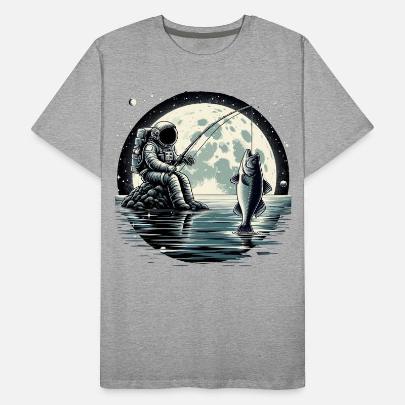 Astronaute pêche sur la Lune : conception spatiale T-shirt bio Premium Homme