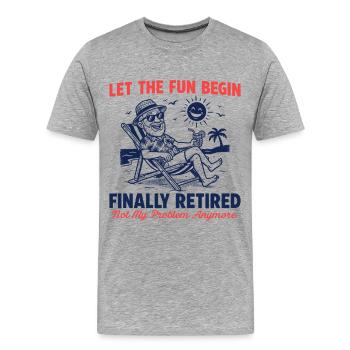 Kollege Abschied Retro Endlich in Rente - Männer Premium Bio T-Shirt - Grau meliert - Vorne - Damien (186cm)