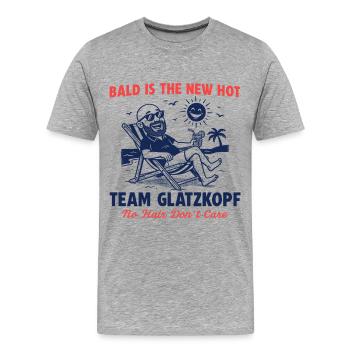 Glatze Retro Team Glatzkopf - Keine Haare - Männer Premium Bio T-Shirt - Grau meliert - Vorne - Damien (186cm)
