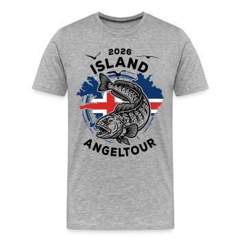 Iceland Fishing Trip 2026 Sea Wolf Gift - Men's Premium Organic T-Shirt - heather grey - Front - Damien (186cm)
