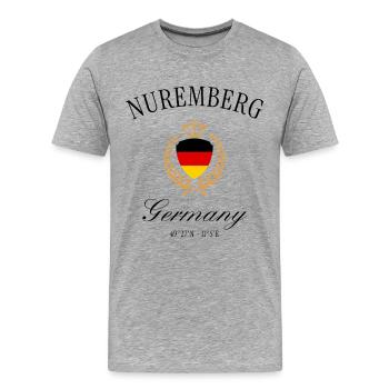 Couronne des armoiries de Nuremberg – Souvenir de voyage de la Franconie - T-shirt bio Premium Homme - gris chiné - Devant - Damien (186cm)