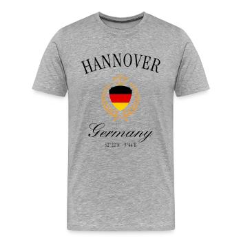 Hannover Wappen Krone – Reise Design Souvenir - Männer Premium Bio T-Shirt - Grau meliert - Vorne - Damien (186cm)