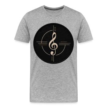 Clé d’or sur fond noir - T-shirt bio Premium Homme - gris chiné - Devant - Damien (186cm)