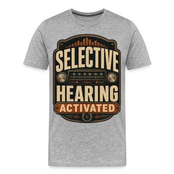 Selective Hearing Activated - Men's Premium Organic T-Shirt - heather grey - Front - Damien (186cm)