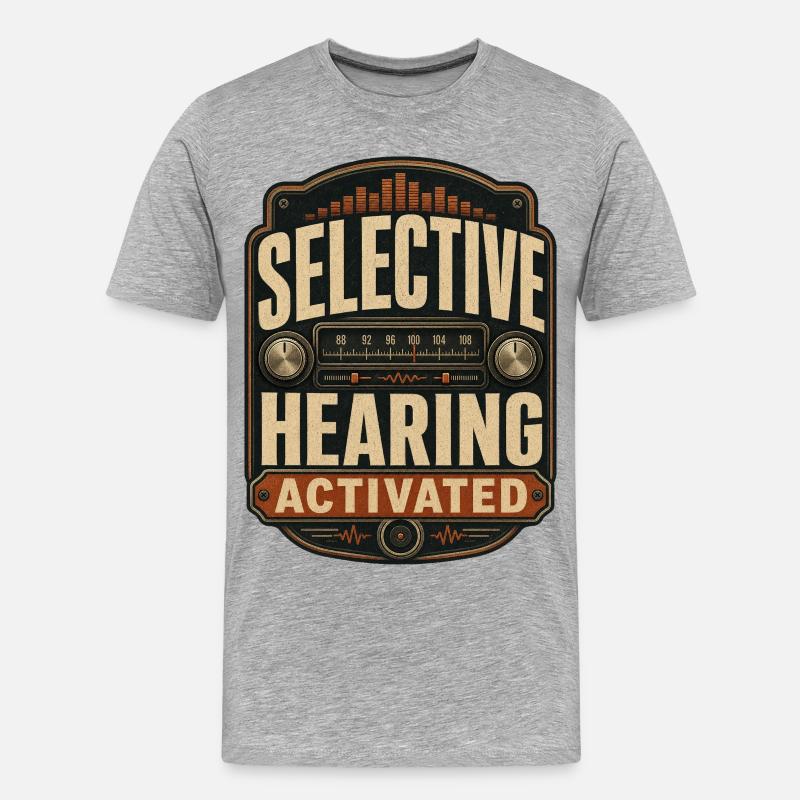 Selective Hearing Activated - Männer Premium Bio T-Shirt - Grau meliert