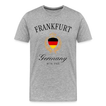 Frankfurt Deutschland Wappen Krone Reise Souvenir - Männer Premium Bio T-Shirt - Grau meliert - Vorne - Damien (186cm)