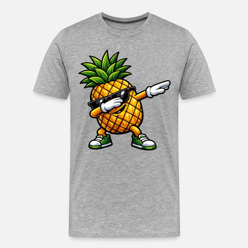 Dabbing Ananas - Männer Premium Bio T-Shirt - Grau meliert