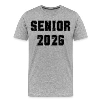 Cadeau de la Senior 2026 Classe 2026 Black Varsity - T-shirt bio Premium Homme - gris chiné - Devant - Damien (186cm)
