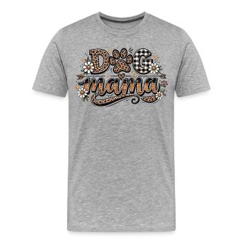 Maman Chien : Cadeau Dog Mama Léopard Fleurs - T-shirt bio Premium Homme - gris chiné - Devant - Damien (186cm)