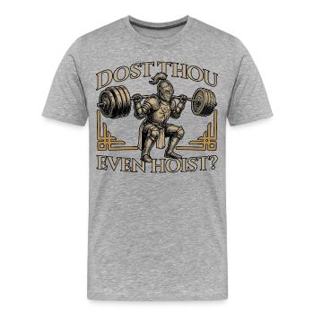 Hehst du überhaupt mittelalterlichen Ritter lustig hoch - Männer Premium Bio T-Shirt - Grau meliert - Vorne - Damien (186cm)