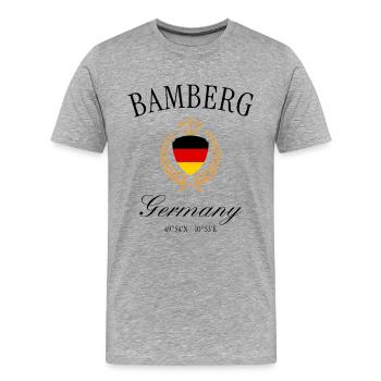 Bamberg Deutschland Wappen Krone – Reise Souvenir - Männer Premium Bio T-Shirt - Grau meliert - Vorne - Damien (186cm)