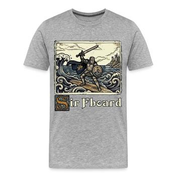 Ren Faire Medieval Sir FBoard Surfbrett - Männer Premium Bio T-Shirt - Grau meliert - Vorne - Damien (186cm)